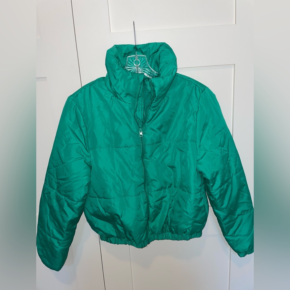 Wild Fable Bright Green Cropped Coat, Size XS